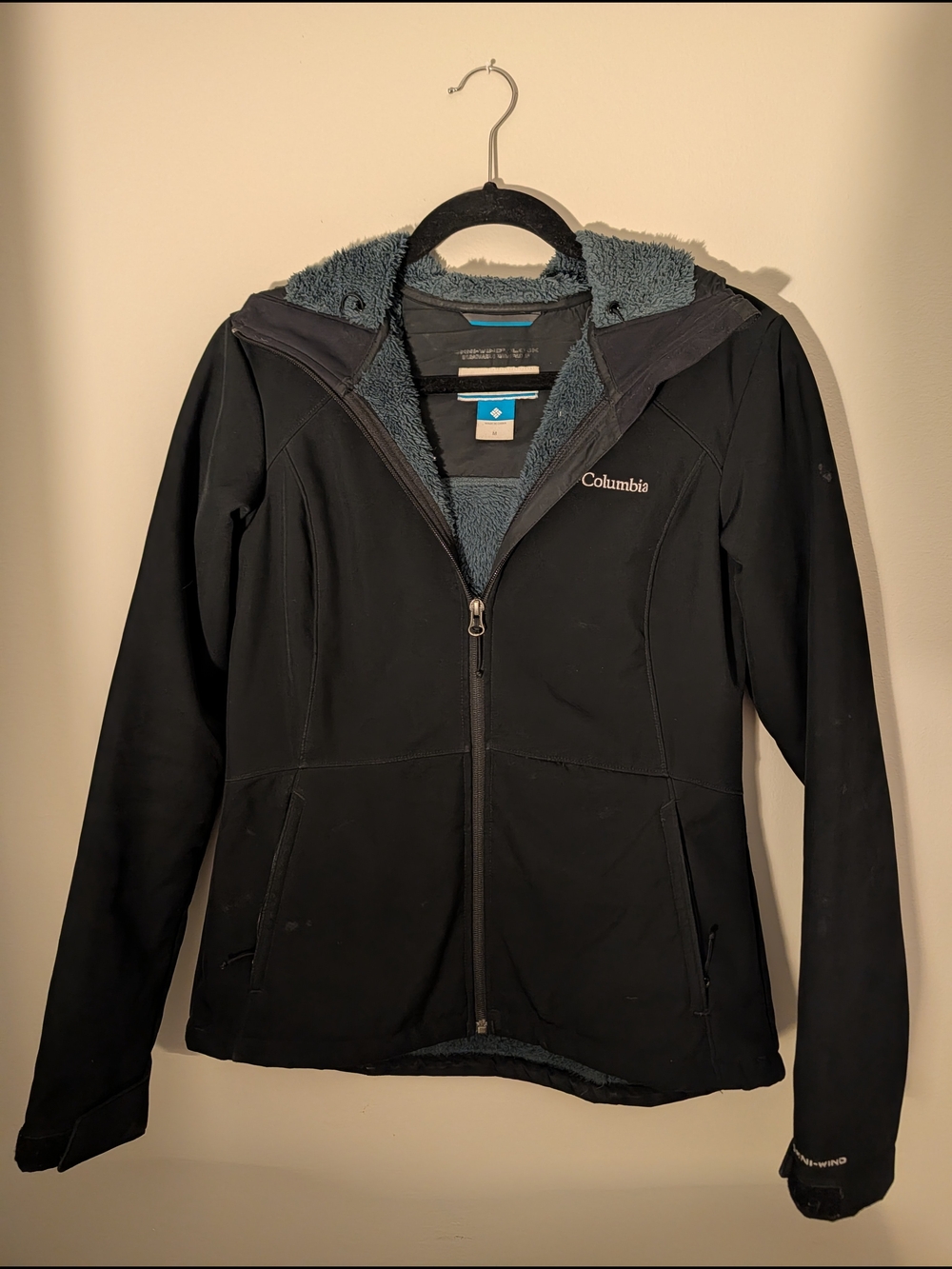 Women's Columbia Black Hooded Ski Jacket Fleece Lining
